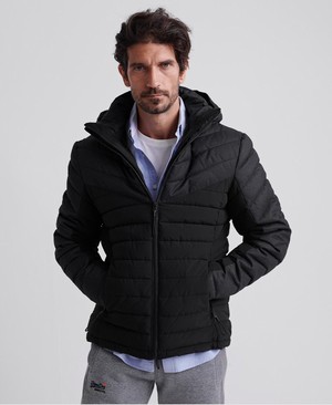 Superdry Tweed Mix Fuji Férfi Kabát Fekete | EWLBD2681